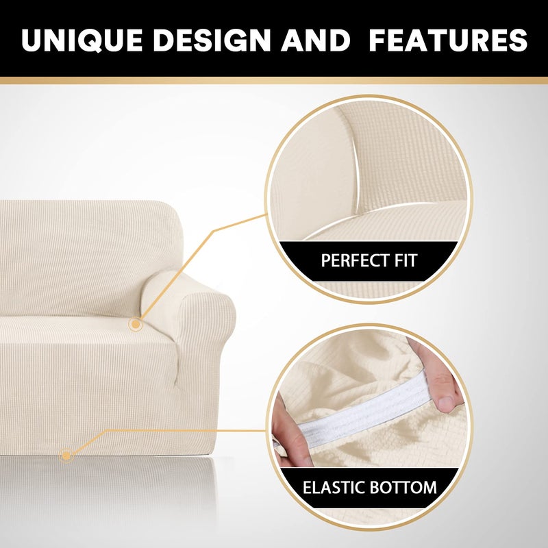 PrinceDeco Couch Covers for 3 Cushion Couch Sofa Pet Friendly Extra Large Couch Cover for Oversized Sofa Washable Furniture Protector Fitted Sofa Slipcovers Stay in Place(XL Sofa, Biscotti Beige) - Image 4